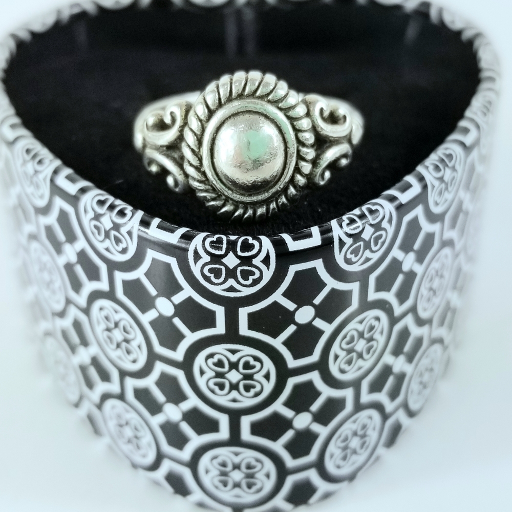 Sz 6.5 Brighton Sterling Silver Cabochon Cable Ring Retired - Picture 2 of 12